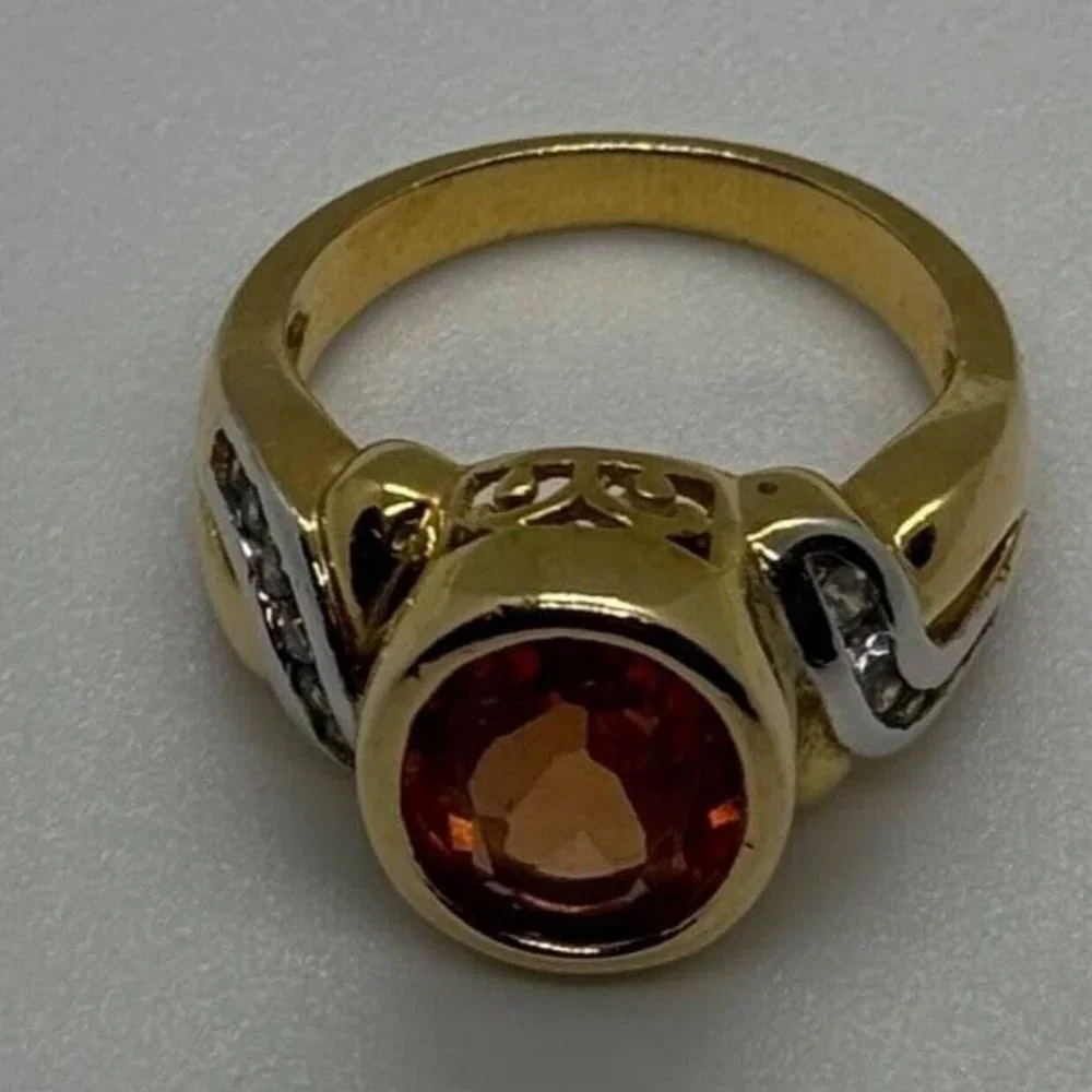 925 STERLING SILVER GOLD PLATED CZ RING SIZE 6